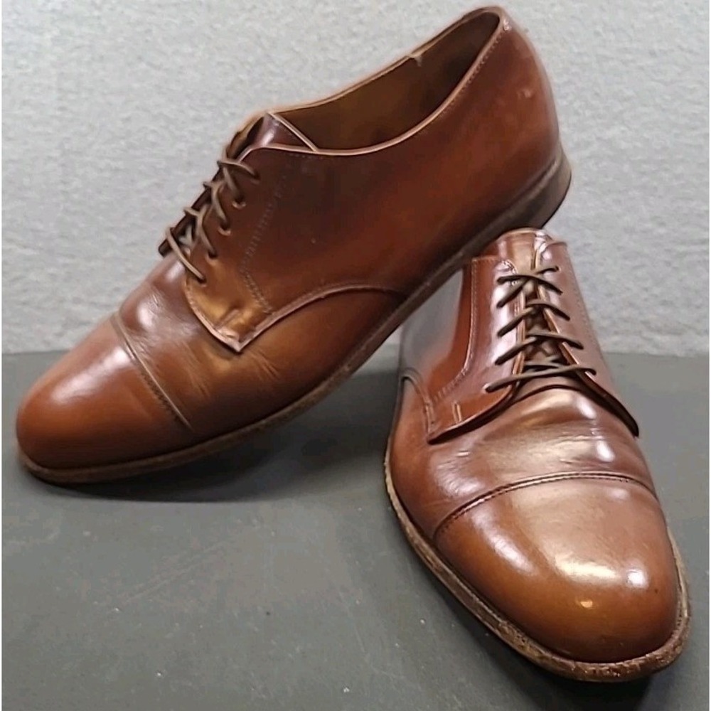 Cole Haan Shoes Mens 9.5 D Brown Leather Cap Toe Oxford Dress USA 90s LaceUp